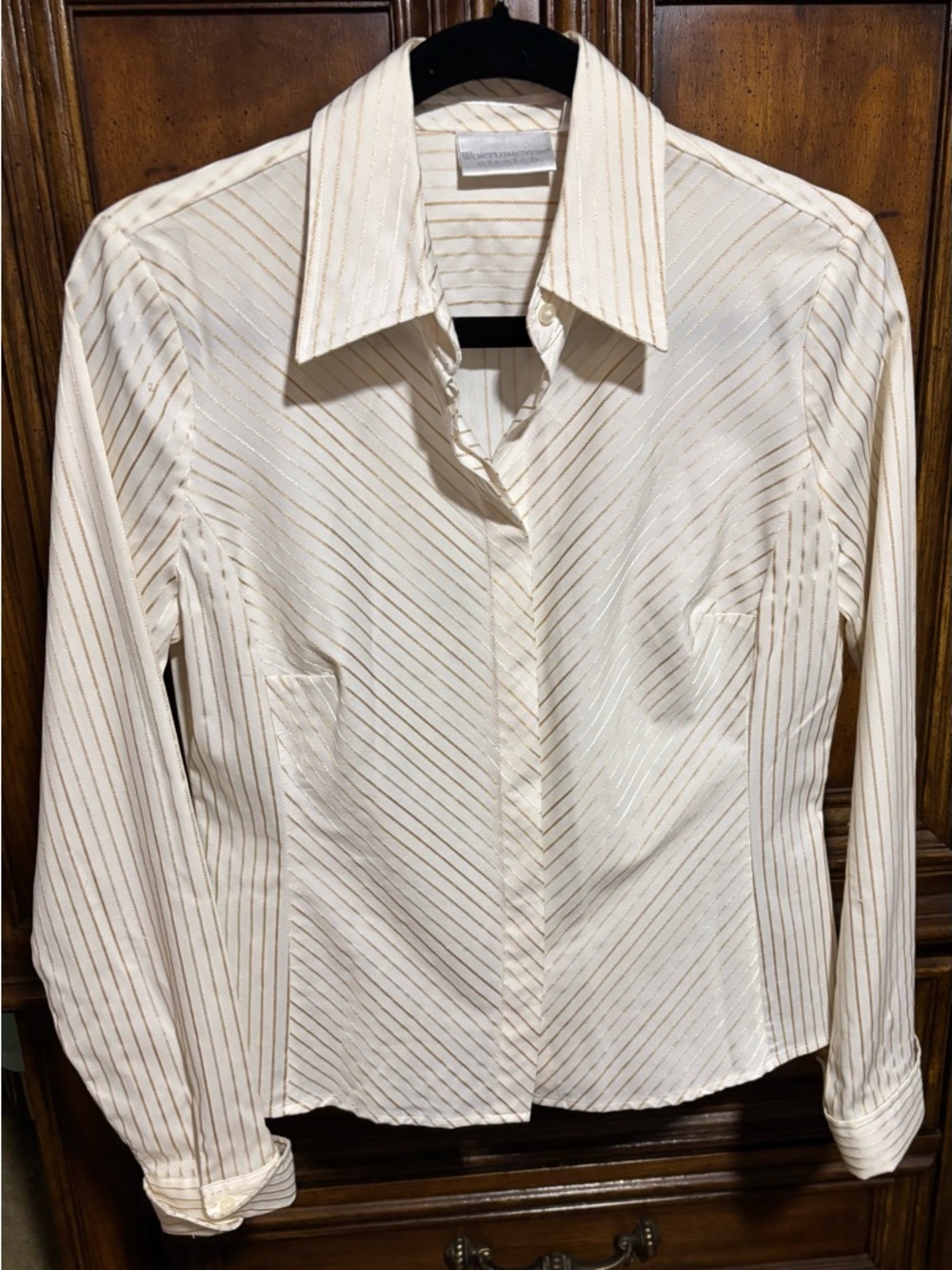 Worthington Ivory Shirt with Gold Striped Detail